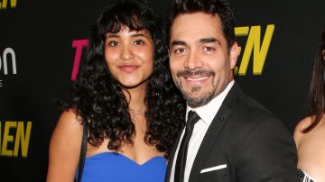 Actor Omar Chaparro (C) and his Daughter Andrea Chaparro. (Photo by Paul Archuleta/Getty Images)