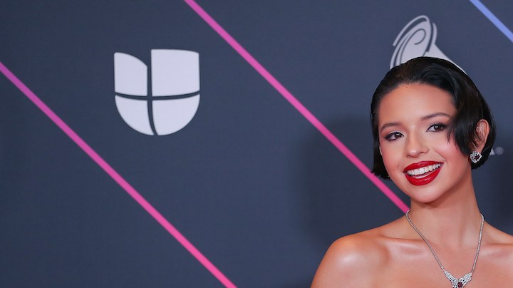 LAS VEGAS, NV - NOVEMBER 18: Singer and presenter Angela Aguilar poses for picture in the press room during the 22nd Annual Latin GRAMMY Awards at MGM Grand Garden Arena on November 18, 2021 in Las Vegas, Nevada. (Photo by Omar Vega/FilmMagic)