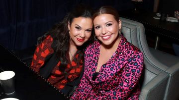 HOLLYWOOD, CALIFORNIA - NOVEMBER 10: Gloria Calderon Kellett (L) and Justina Machado in the Heineken Green Room at Vulture Festival Presented By AT&T at The Roosevelt Hotel on November 10, 2019 in Hollywood, California. (Photo by Rich Fury/Getty Images for New York Magazine)