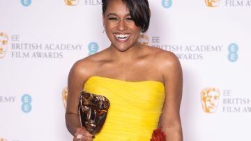 LONDON, ENGLAND - MARCH 13: Ariana DeBose, winner of the Best Supporting Actress award for "West Side Story", poses in the winners room at the EE British Academy Film Awards 2022 at Royal Albert Hall on March 13, 2022 in London, England. (Photo by Samir Hussein/WireImage)