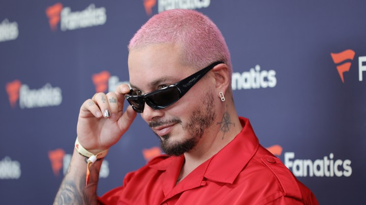 CULVER CITY, CALIFORNIA - FEBRUARY 12: J Balvin attends the Fanatics Super Bowl Party at 3Labs on February 12, 2022 in Culver City, California. (Photo by Amy Sussman/Getty Images)