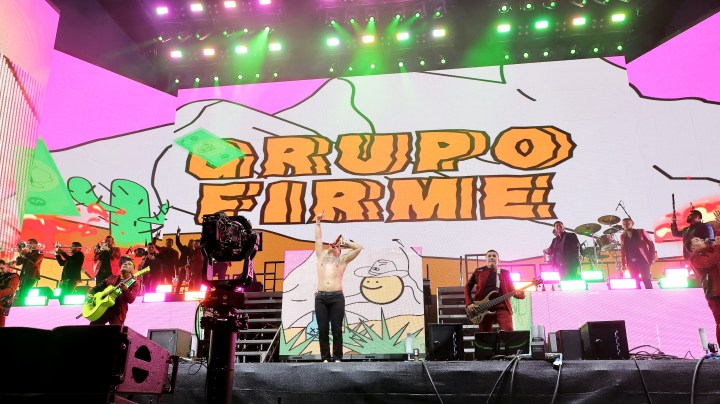 INDIO, CALIFORNIA - APRIL 15: Grupo Firme perform onstage at the Coachella Stage during the 2022 Coachella Valley Music And Arts Festival on April 15, 2022 in Indio, California. (Photo by Kevin Winter/Getty Images for Coachella)