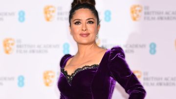 LONDON, ENGLAND - MARCH 13: Salma Hayek poses in the Winners Room at the EE British Academy Film Awards 2022 at Royal Albert Hall on March 13, 2022 in London, England. (Photo by Dave J Hogan/Getty Images)