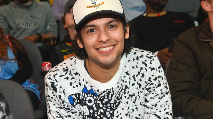 ATLANTA, GEORGIA - APRIL 06: Actor Xolo Maridueña attends the game between Washington Wizards and the Atlanta Hawks at State Farm Arena on April 06, 2022 in Atlanta, Georgia. (Photo by Paras Griffin/Getty Images)