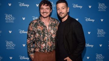 ANAHEIM, CALIFORNIA - AUGUST 23: (L-R) Pedro Pascal of 'The Mandalorian' and Diego Luna of 'What If...?' took part today in the Disney+ Showcase at Disney’s D23 EXPO 2019 in Anaheim, Calif. 'The Mandalorian' and 'What If...?' will stream exclusively on Disney+, which launches November 12. (Photo by Alberto E. Rodriguez/Getty Images for Disney)