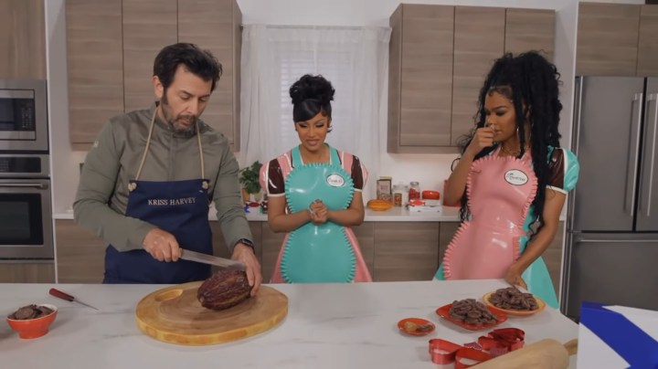 Cardi B during a chocolate making episode of Cardi Tries