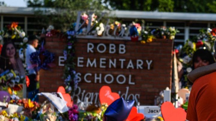 A woman cries at a makeshift memorial at Robb Elementary School in Uvalde, Texas, on May 30, 2022. - Grieving families were to hold the first funerals Tuesday for Texas shooting victims one week after a school massacre left 19 children and two teachers dead, with President Joe Biden vowing to push for stricter US gun regulation.
Mourners attended wakes in the town of Uvalde on Monday for some of the child victims gunned down by a local 18-year-old man who was then killed by police. (Photo by CHANDAN KHANNA / AFP) (Photo by CHANDAN KHANNA/AFP via Getty Images)