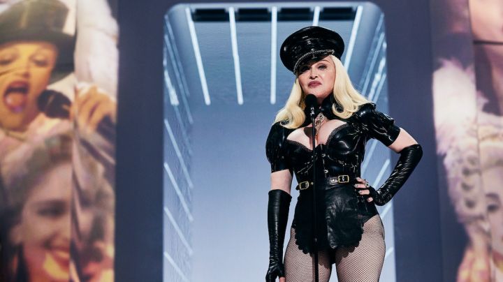 NEW YORK, NEW YORK - SEPTEMBER 12: Madonna speaks onstage during the 2021 MTV Video Music Awards at Barclays Center on September 12, 2021 in the Brooklyn borough of New York City. (Photo by John Shearer/MTV VMAs 2021/Getty Images for MTV/ViacomCBS)