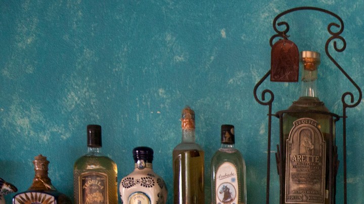 near Puerto Vallarta, Jalisco, Mexico --- Wall of different tequila bottles at Mister Tequila tasting gallery --- Image by © Holger Leue/Corbis