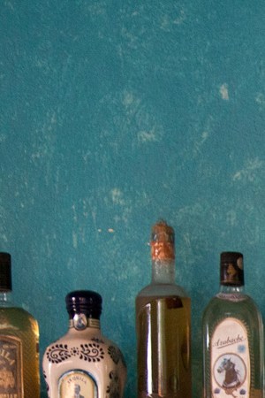 near Puerto Vallarta, Jalisco, Mexico --- Wall of different tequila bottles at Mister Tequila tasting gallery --- Image by © Holger Leue/Corbis