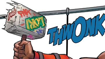 Source: What If… Miles Morales Vol. 1 #4 “What if…Mile Morales became Thor?” (2022), Marvel Comics. Words by Yehudi Mercado, art by Luigi Zagaria and Chris Sotomayor.