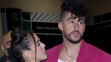 LAS VEGAS, NEVADA - NOVEMBER 18: (L-R) Gabriela Berlingeri and Bad Bunny attend The 22nd Annual Latin GRAMMY Awards at MGM Grand Garden Arena on November 18, 2021 in Las Vegas, Nevada. (Photo by John Parra/Getty Images for The Latin Recording Academy )