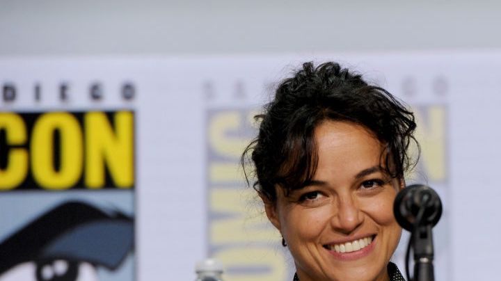 SAN DIEGO, CALIFORNIA - JULY 21: Michelle Rodriguez speaks onstage at the "Dungeons & Dragons: Honor Among Thieves" panel during 2022 Comic-Con International: San Diego at San Diego Convention Center on July 21, 2022 in San Diego, California. (Photo by Albert L. Ortega/Getty Images)