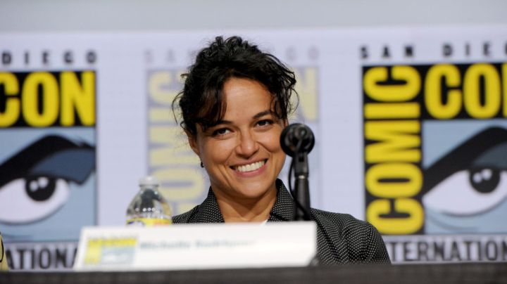 SAN DIEGO, CALIFORNIA - JULY 21: Michelle Rodriguez speaks onstage at the "Dungeons & Dragons: Honor Among Thieves" panel during 2022 Comic-Con International: San Diego at San Diego Convention Center on July 21, 2022 in San Diego, California. (Photo by Albert L. Ortega/Getty Images)
