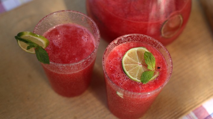 DENVER, CO -Watermelon agua fresca from allrecipes.com, for a backyard grilling recipe package on June 23, 2017 in Denver, Colorado.  (Photo by Amy Brothers/ Then Denver Post)