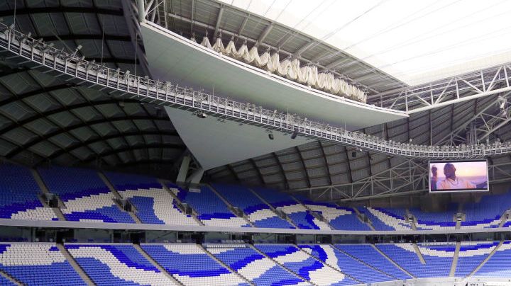 AL WAKRAH, QATAR - JULY 4: General view of the Al-Janoub Stadium, formerly known as Al-Wakrah Stadium, a retractable roof football stadium in Al-Wakrah, Qatar, that was inaugurated on 16 May 2019. This is the second among the eight stadiums for the 2022 FIFA World Cup in Qatar, after the renovation of Khalifa International Stadium. On July 4, 2022 in Al Wakrah, Qatar. (Photo credit should read Sidhik Keerantakath/Eyepix Group/Future Publishing via Getty Images)