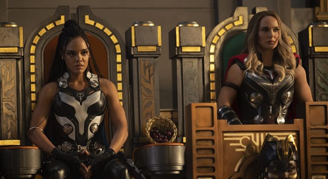 Tessa Thompson and Natalie Portman in Thor: Love and Thunder