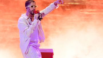 MIAMI GARDENS, FL - AUGUST 12: Bad Bunny performs on stage during his World's Hottest Tour at Hard Rock Stadium on August 12, 2022 in Miami Gardens, Florida.  (Photo by Alexander Tamargo/Getty Images)