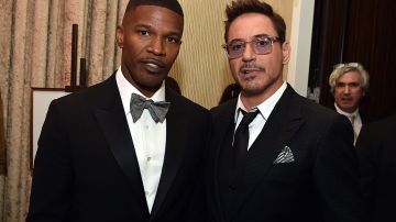 BEVERLY HILLS, CA - OCTOBER 30: (EXCLUSIVE COVERAGE) Actor Jamie Foxx (L) and honoree Robert Downey Jr. attend the BAFTA Los Angeles Jaguar Britannia Awards presented by BBC America and United Airlines at The Beverly Hilton Hotel on October 30, 2014 in Beverly Hills, California. (Photo by Kevin Winter/BAFTA LA/Getty Images for BAFTA LA)