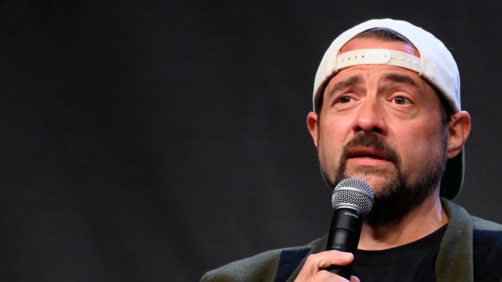 MCHENRY, ILLINOIS - NOVEMBER 01: Kevin Smith records an episode of the "Jay and Silent Bob Get Old" podcast live at McHenry Outdoor Theater on November 01, 2020 in McHenry, Illinois. (Photo by Daniel Boczarski/Getty Images)
