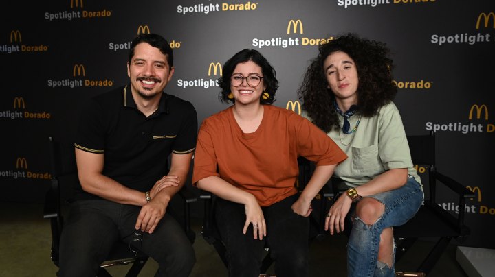 Jazmin Aguilar, Jesus Celaya, and Lorena Russi pose at the McDonald's Spotlight Dorado Program