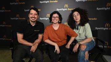 Jazmin Aguilar, Jesus Celaya, and Lorena Russi pose at the McDonald's Spotlight Dorado Program
