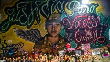 AUSTIN, TX - JULY 06: Flowers adorn a mural of Vanessa Guillen, a soldier based at nearby Fort Hood on July 6, 2020 in Austin, Texas. A suspect in the disappearance of Guillen, whose remains were found in a shallow grave, faced a judge Monday morning. (Photo by Sergio Flores/Getty Images)