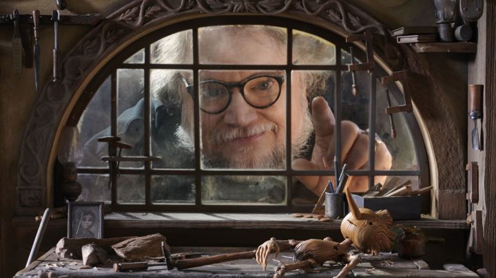Guillermo del Toro on the set of Pinocchio