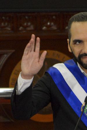SAN SALVADOR, EL SALVADOR - JUNE 01: President of El Salvador Nayib Bukele delivers a message to the citizens as he celebrates his third year in office at the Legislative Assembly of the Republic of El Salvador building on June 1, 2022 in San Salvador, El Salvador. Salvadoran President Nayib Bukele is celebrating his third year in office. (Photo by Ulises Rodriguez/APHOTOGRAFIA/Getty Images)