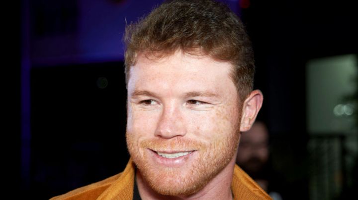 RIVERSIDE, CALIFORNIA - JULY 06: Saul Canelo Álvarez speak with press at the Professional Boxer Canelo Alvarez Hosts Exclusive Cars Dealership Grand Opening at Exclusive Cars on July 06, 2022 in Riverside, California. (Photo by Unique Nicole/Getty Images)