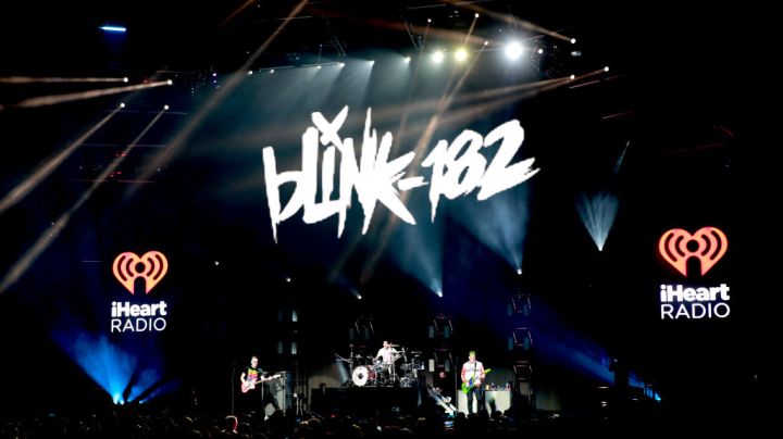 INGLEWOOD, CALIFORNIA - JANUARY 18: (FOR EDITORIAL USE ONLY) (L-R) Mark Hoppus, Travis Barker, and Matt Skiba of Blink-182 perform onstage at the 2020 iHeartRadio ALTer EGO at The Forum on January 18, 2020 in Inglewood, California. (Photo by Rich Fury/Getty Images for iHeartMedia)