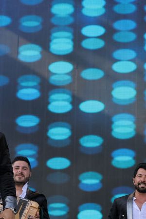 INDIO, CALIFORNIA - APRIL 24: Oswaldo Silvas of Banda MS performs on the Coachella stage during the 2022 Coachella Valley Music And Arts Festival on April 24, 2022 in Indio, California. (Photo by Amy Sussman/Getty Images for Coachella)