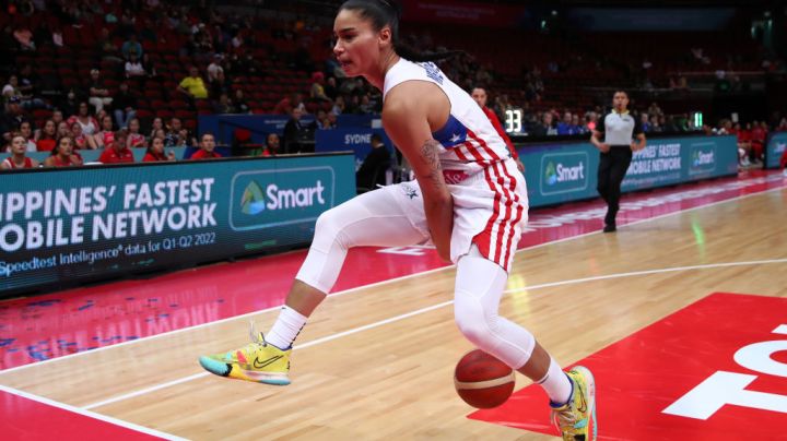 SYDNEY, AUSTRALIA - SEPTEMBER 29: Tayra Melendez of Puerto Rico during the 2022 FIBA Women's Basketball World Cup Group Canada match between Puerto Rico at Sydney Superdome on September 29, 2022 in Sydney, Australia. (Photo by Jason McCawley/Getty Images)