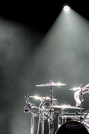 LONDON, UNITED KINGDOM - AUGUST 06: Travis Barker of Blink 182 performs on stage during their Reading Leeds Festival warmup show at Brixton Academy on August 6, 2014 in London, United Kingdom. (Photo by Ollie Millington/Redferns via Getty Images)