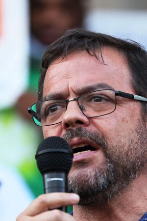 NEW YORK, NEW YORK - JULY 19: State Senator Luis Sepulveda speaks at the "Stand Up Against Gun Violence" rally at Bronx Borough Hall on July 19, 2021 in South Bronx in New York City. Families who have been affected by gun violence were joined by violence interrupter groups, community leaders and elected officials for a press conference and rally calling for an end to gun violence in their communities. During a press conference earlier today addressing NYC's rise in gun violence, Mayor Bill de Blasio said that the city will be doubling their investments in cure violence workforce, a Health Department approach to violence. (Photo by Michael M. Santiago/Getty Images)