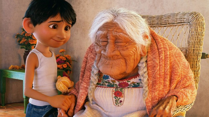 Miguel and Mamá Coco from the Disney/Pixar movie Coco