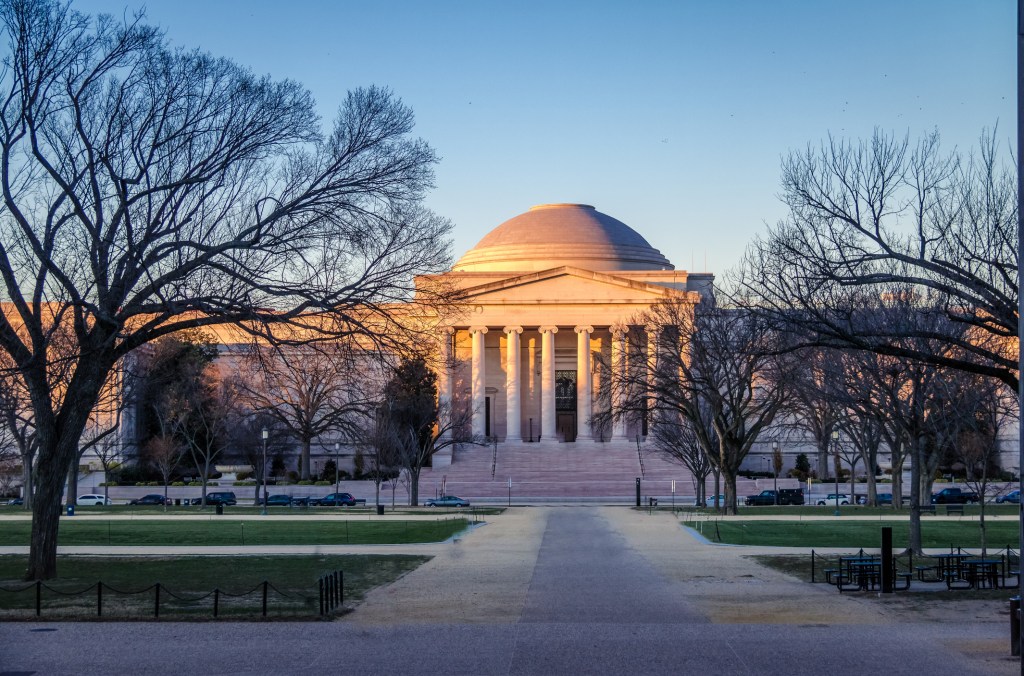 National Gallery of Art West Building at sunset - Washington, D.C., USA