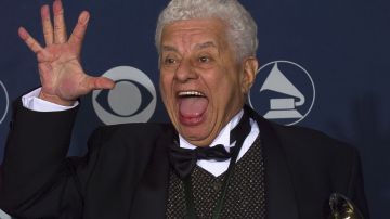LOS ANGELES, CALIFORNIA - FEBRUARY 23 : Grammy Winner Tito Puente backstage at the Grammy Awards Show, February 23, 2000 in Los Angeles, California. (Photo by Bob Riha, Jr./Getty Images)