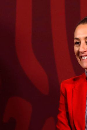 MEXICO CITY, MEXICO - MARCH 10, 2022: Mexico City's Mayor, Claudia Sheinbaum during the Mexican´s President Andres Manuel Lopez Obrador daily morning news conference at the National Palace in Mexico City. On March 10, 2022 in Mexico City, Mexico. (Photo credit should read Luis Barron / Eyepix Group/Future Publishing via Getty Images)