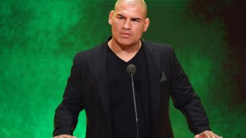 LAS VEGAS, NEVADA - OCTOBER 11:  Former UFC heavyweight champion Cain Velasquez speaks at a WWE news conference at T-Mobile Arena on October 11, 2019 in Las Vegas, Nevada. Velasquez will face WWE champion Brock Lesnar and WWE wrestler Braun Strowman will take on heavyweight boxer Tyson Fury at the WWE's Crown Jewel event at Fahd International Stadium in Riyadh, Saudi Arabia on October 31.  (Photo by Ethan Miller/Getty Images)