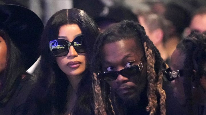 ATLANTA, GEORGIA - NOVEMBER 11: *EXCLUSIVE COVERAGE* Cardi B and Offset attends Takeoff's Celebration of Life at State Farm Arena on November 11, 2022 in Atlanta, Georgia. (Photo by Kevin Mazur/Getty Images for TVG)