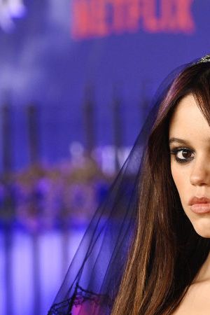 Jenna Ortega at the premiere of Netflix's "Wednesday" held at Hollywood Legion Theater on November 16, 2022 in Los Angeles, California. (Photo by Gilbert Flores/Variety via Getty Images)