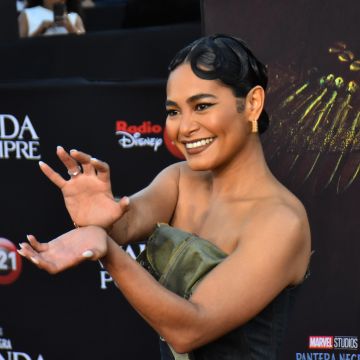NAUCALPAN, MEXICO - NOVEMBER 9: Actress Mabel Cadena attends the red carpet of the Black Panther: Wakanda Forever fan event at Plaza Satelite. On November 9, 2022 in Naucalpan, Mexico.