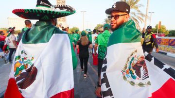DOHA, QATAR - NOVEMBER 22: Fans of Mexico arrive to the Stadium 974 prior to the FIFA World Cup Qatar 2022 Group C match between Mexico and Poland at Stadium 974 on November 22, 2022 in Doha, Qatar. (Photo by Khalil Bashar/Jam Media/Getty Images)