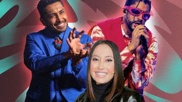 Tenoch Huerta, Katya Echazarreta, and Bad Bunny in a Thanksgiving collage