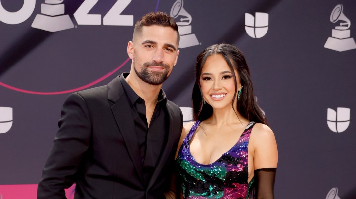 LAS VEGAS, NEVADA - NOVEMBER 17: (L-R) Sebastian Lletget and Becky G attend the 23rd Annual Latin GRAMMY Awards at Michelob ULTRA Arena on November 17, 2022 in Las Vegas, Nevada. (Photo by Frazer Harrison/Getty Images)
