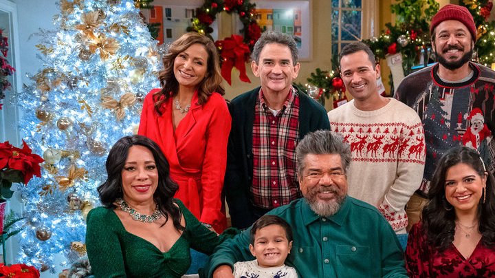 LOPEZ VS LOPEZ -- "Lopez vs Christmas" Episode 106 -- Pictured: (l-r) Selenis Leyva as Rosie, Constance Marie as Connie, Brice Gonzalez as Chance, Valente Rodriguez as Val, George Lopez as George, Luis Armand Garcia as Louie, Mayan Lopez as Mayan, Al Madrigal as Oscar, Belita Moreno as Bella, Matt Shively as Quinten -- (Photo by: Nicole Weingart/NBC)