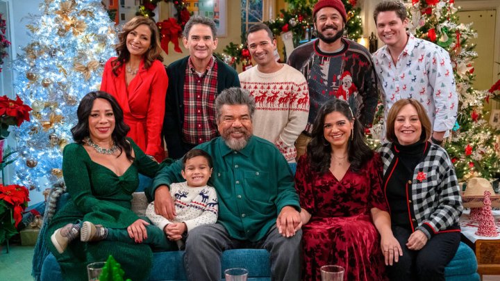 LOPEZ VS LOPEZ -- "Lopez vs Christmas" Episode 106 -- Pictured: (l-r) Selenis Leyva as Rosie, Constance Marie as Connie, Brice Gonzalez as Chance, Valente Rodriguez as Val, George Lopez as George, Luis Armand Garcia as Louie, Mayan Lopez as Mayan, Al Madrigal as Oscar, Belita Moreno as Bella, Matt Shively as Quinten -- (Photo by: Nicole Weingart/NBC)