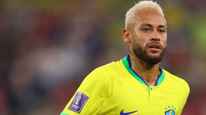 DOHA, QATAR - DECEMBER 05: Neymar of Brazil during the FIFA World Cup Qatar 2022 Round of 16 match between Brazil and South Korea at Stadium 974 on December 5, 2022 in Doha, Qatar. (Photo by Marc Atkins/Getty Images)