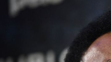 Brazilian football legend Pele speaks during a meeting with Paris Saint-Germain (PSG) and France national football team forward Kylian Mbappe at the Hotel Lutetia in Paris on April 2, 2019. (Photo by FRANCK FIFE / AFP) (Photo by FRANCK FIFE/AFP via Getty Images)